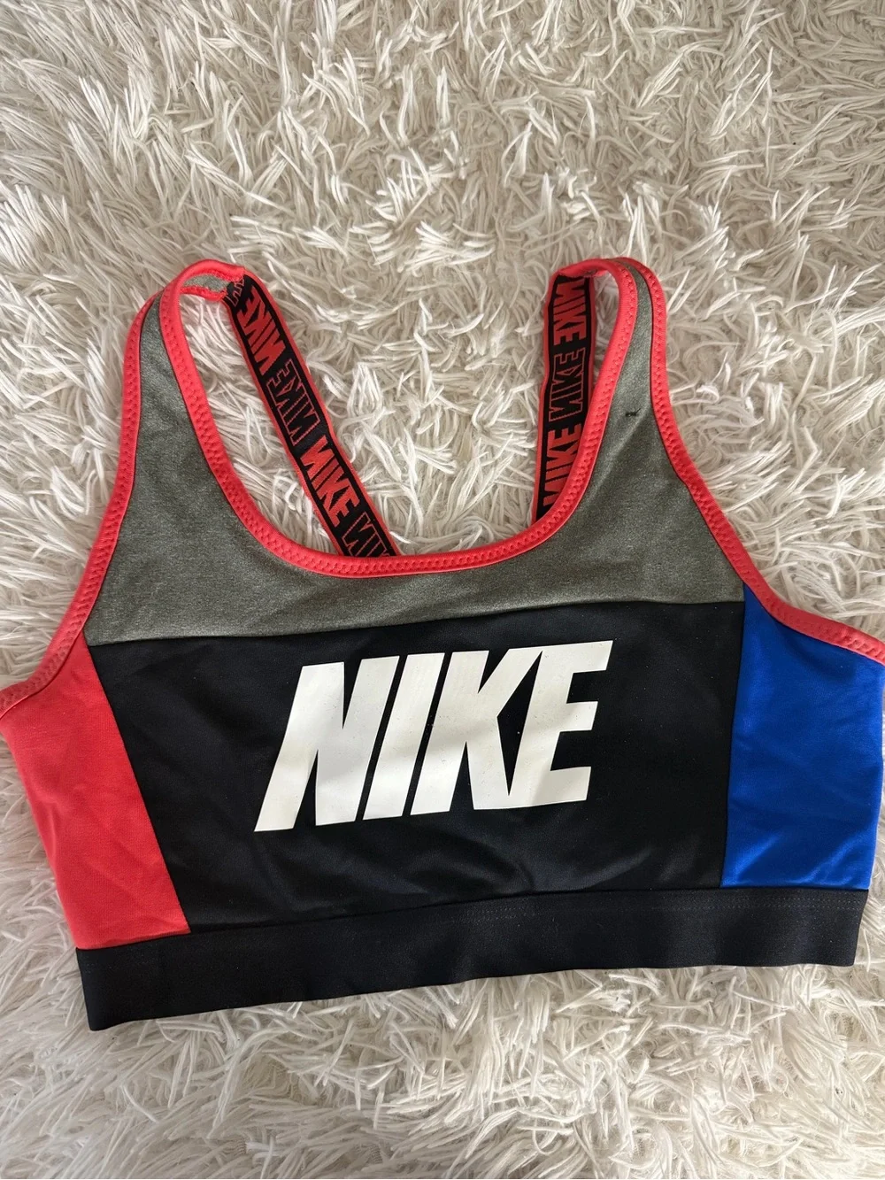 Nike Gray Sports Bra with Red Trim